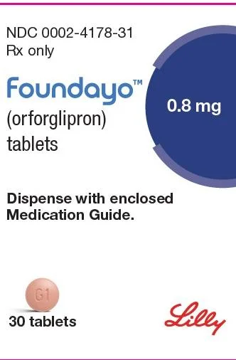 Foundayo (orforglipron) once-daily weight loss tablets, manufacturer packaging