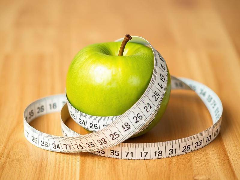 Measuring tape and apple representing BMI and healthy weight management